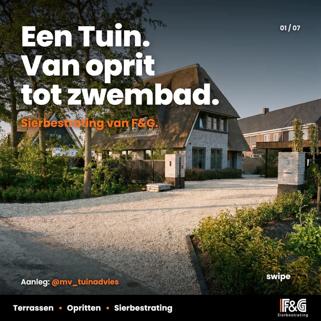 Advertentie F&G Sierbestrating — aangelegde tuin